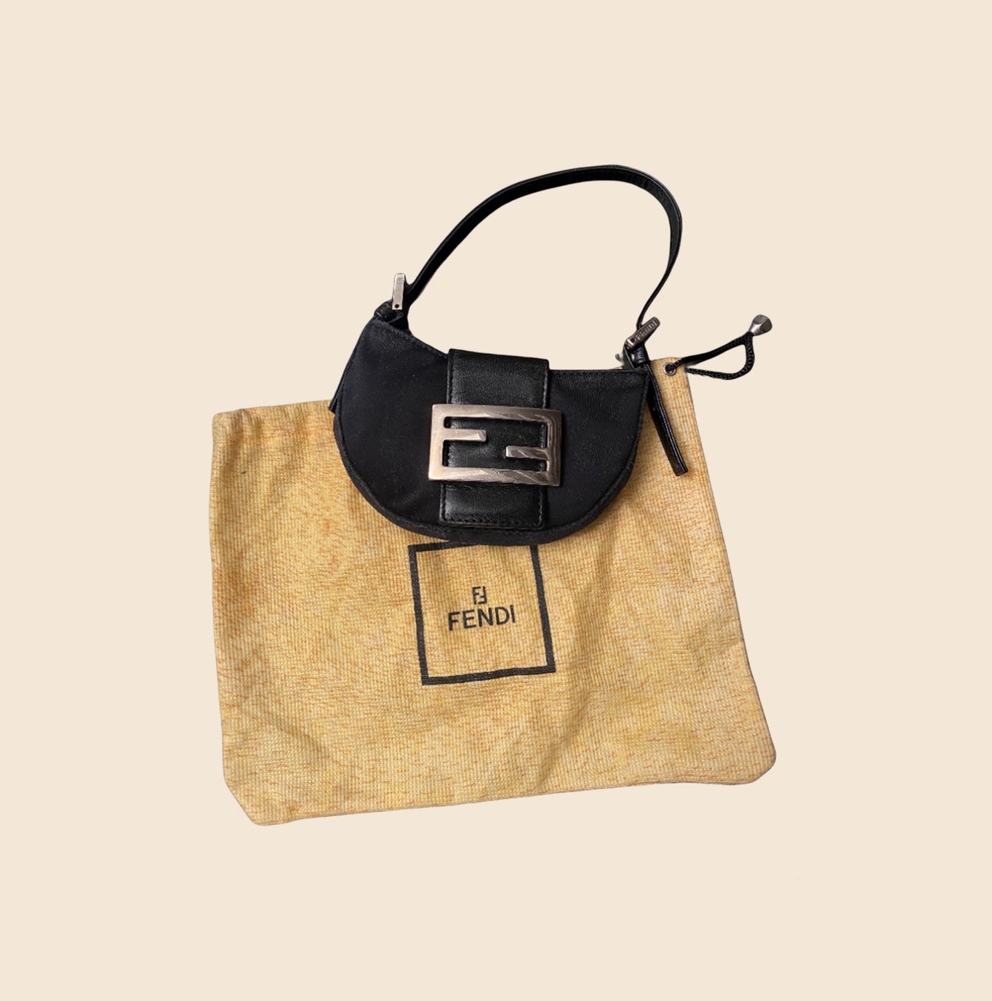 FENDI BLACK MINI CROISSANT BAGUETTE
