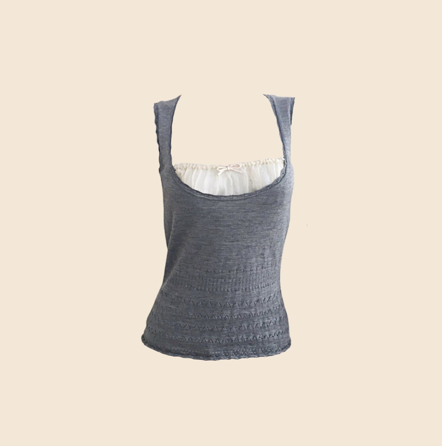 DOLCE & GABBANA RARE GREY KNIT LACE DETAIL TOP