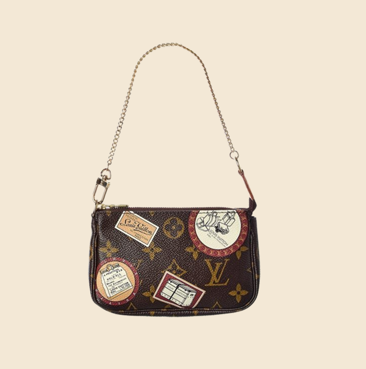 LOUIS VUITTON BROWN MONOGRAM PATCH MINI POCHETTE ACCESSOIRES