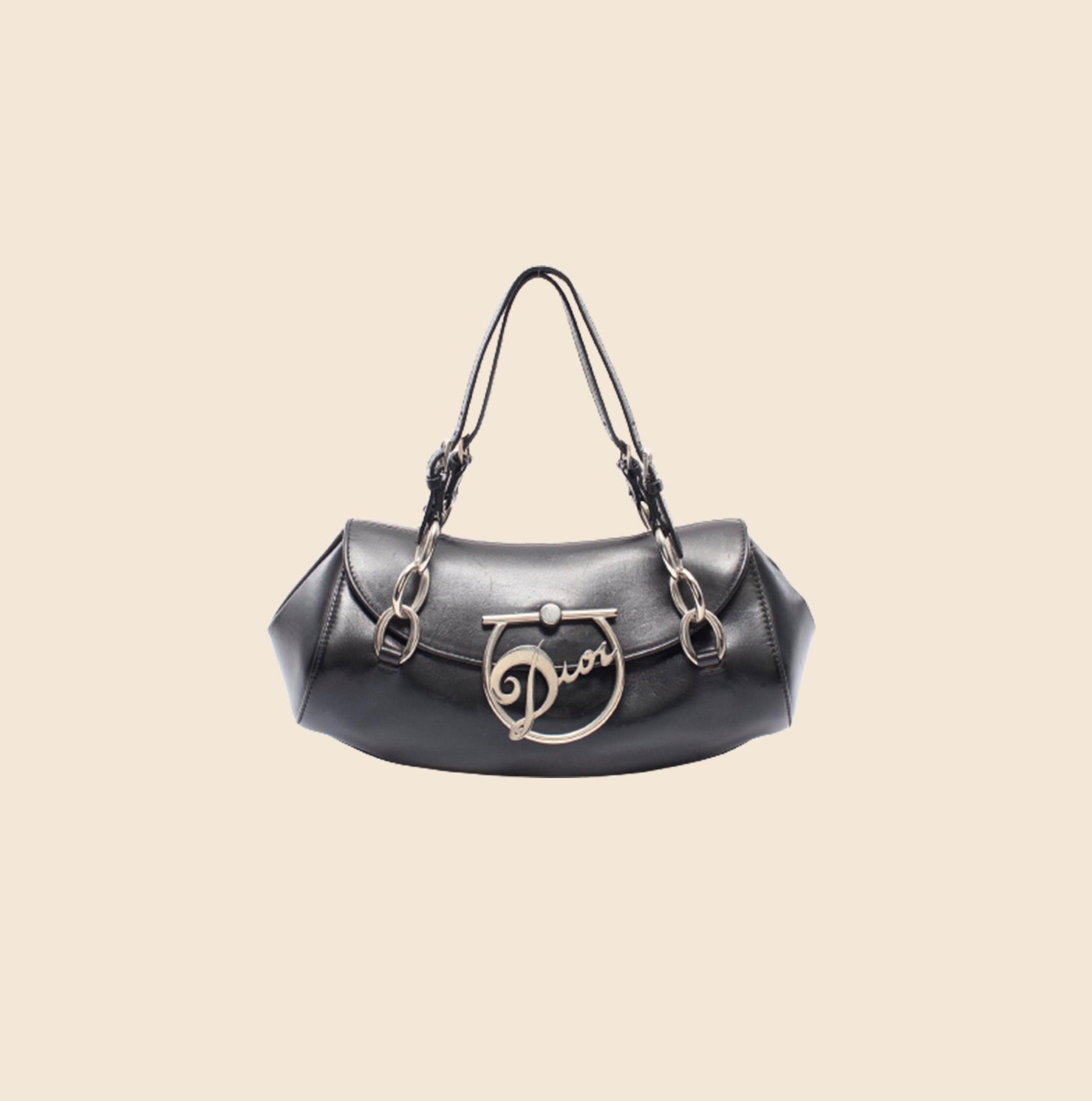 CHRISTIAN DIOR SILVER LOGO PLATE BAG