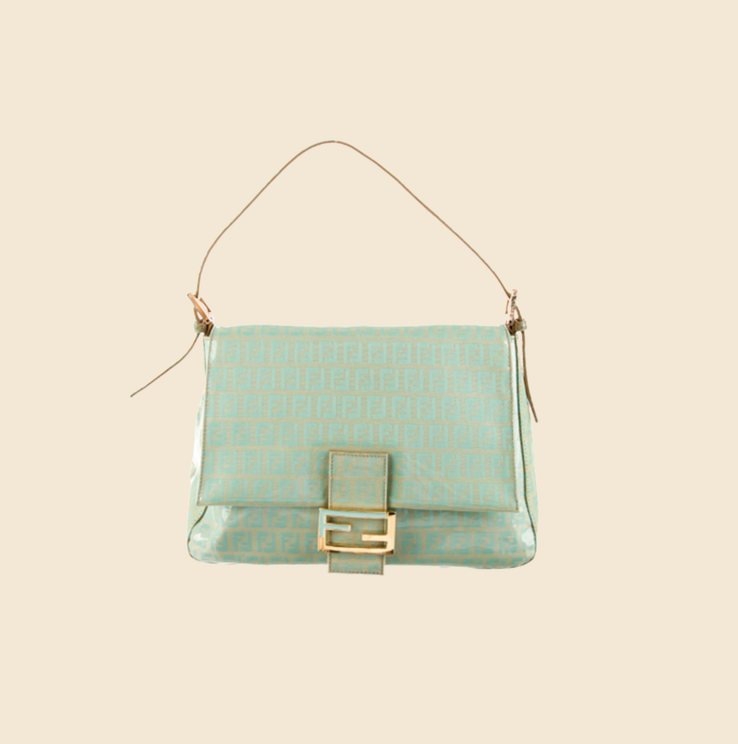 FENDI BLUE VINYL ZUCCHINO MAMMA BAGUETTE