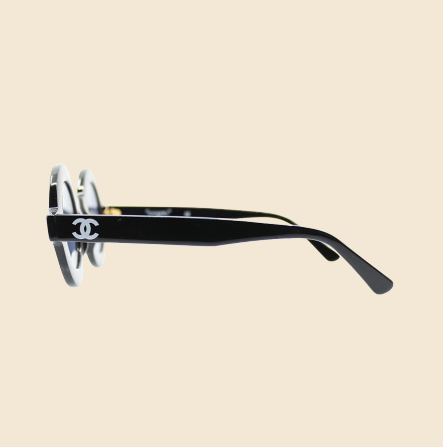 CHANEL PARIS ROUND BLACK 90s SUNGLASSES