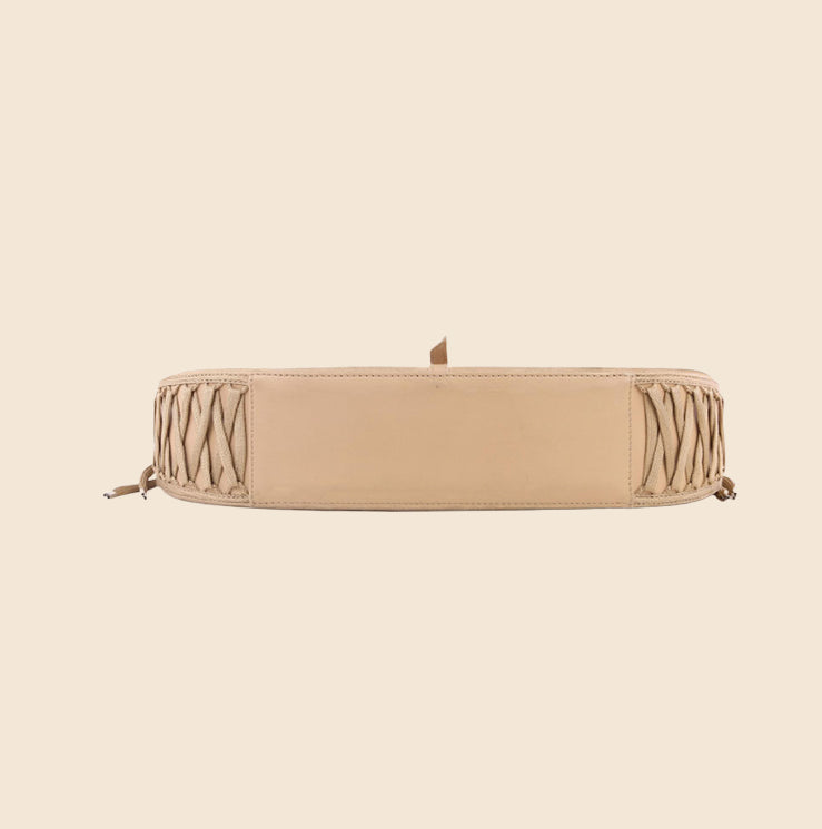 CHRISTIAN DIOR BEIGE SUEDE 'ADMIT IT' SHOULDER BAG