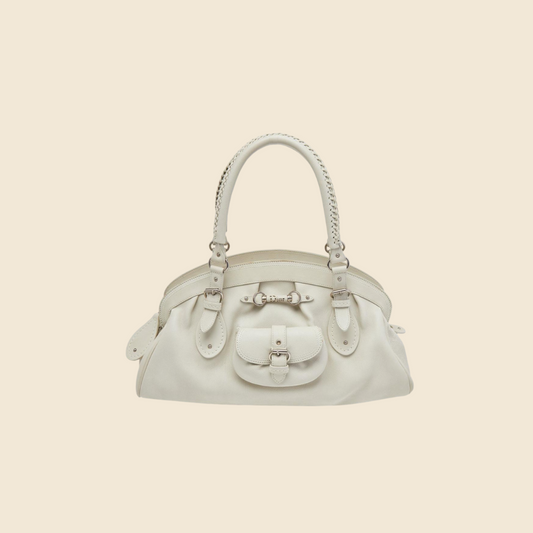 CHRISTIAN DIOR WHITE LEATHER MY DIOR FRAME BAG