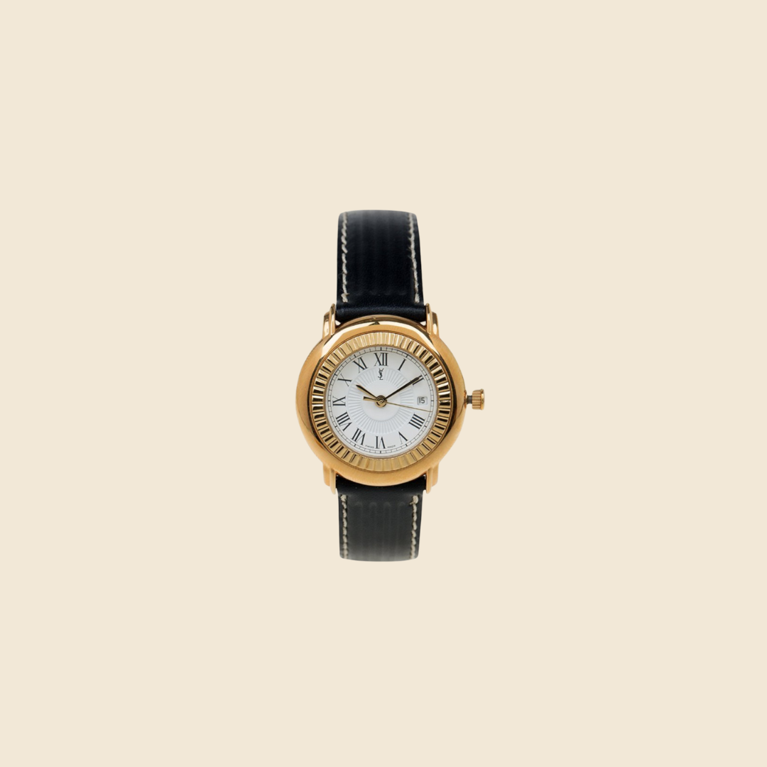 YVES SAINT LAURENT 90s WHITE GOLD-PLATED LADIES WATCH