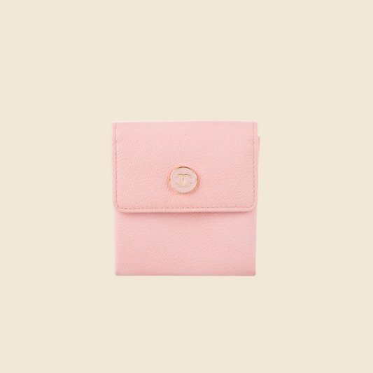 CHANEL 1990s PINK LEATHER CC LOGO COIN PURSE