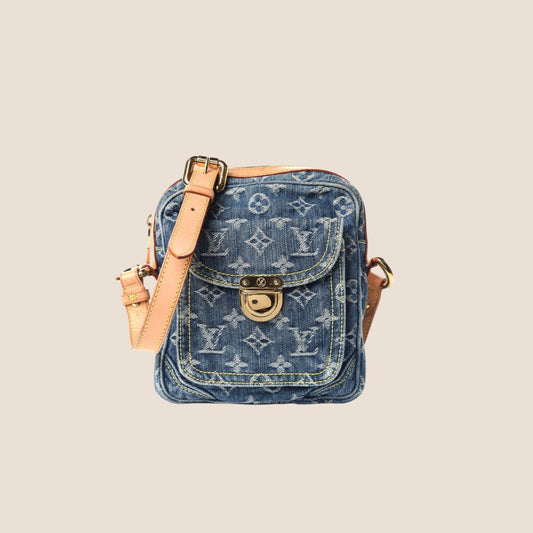 LOUIS VUITTON BLUE DENIM MONOGRAM CAMERA BAG