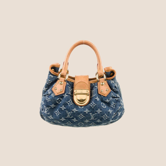 LOUIS VUITTON 2005 BLUE MONOGRAM DENIM MINI PLEATY BAG