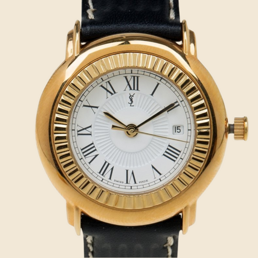 YVES SAINT LAURENT 90s WHITE GOLD-PLATED LADIES WATCH