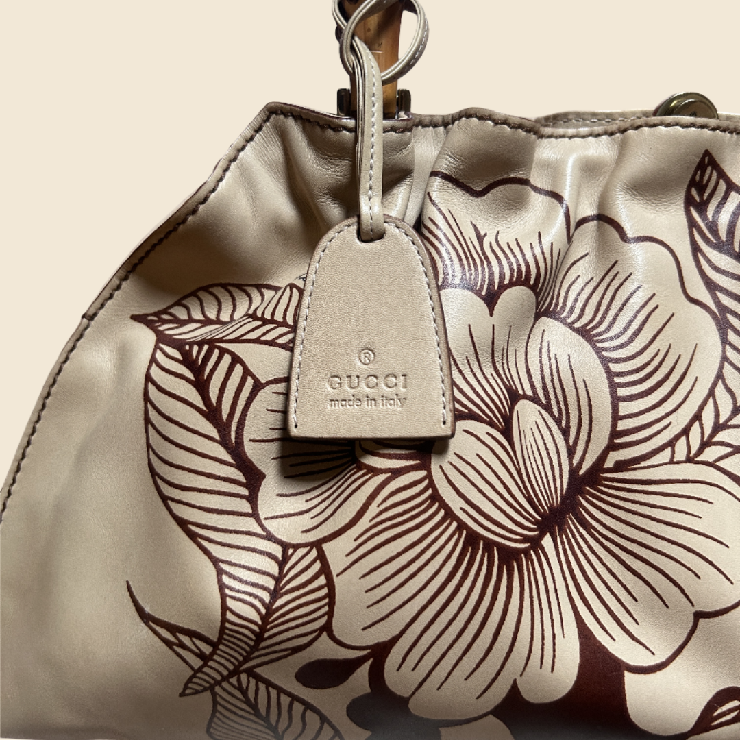 GUCCI BY TOM FORD 2003 TAN FLORAL PRINT BAMBOO TOP HANDLE BAG – RDB GUCCI BY TOM FORD 2003 TAN FLORAL PRINT BAMBOO TOP HANDLE BAG – RDB