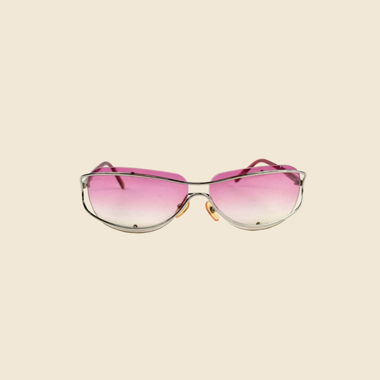 CHANEL 90s PINK TINTED METAL FRAME SUNGLASSES