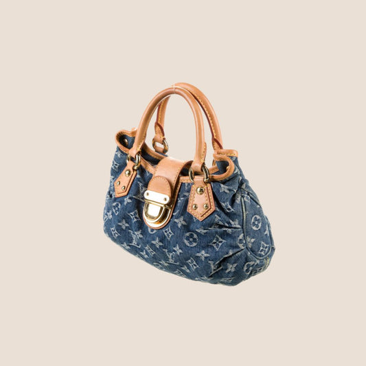 LOUIS VUITTON 2005 BLUE MONOGRAM DENIM MINI PLEATY BAG