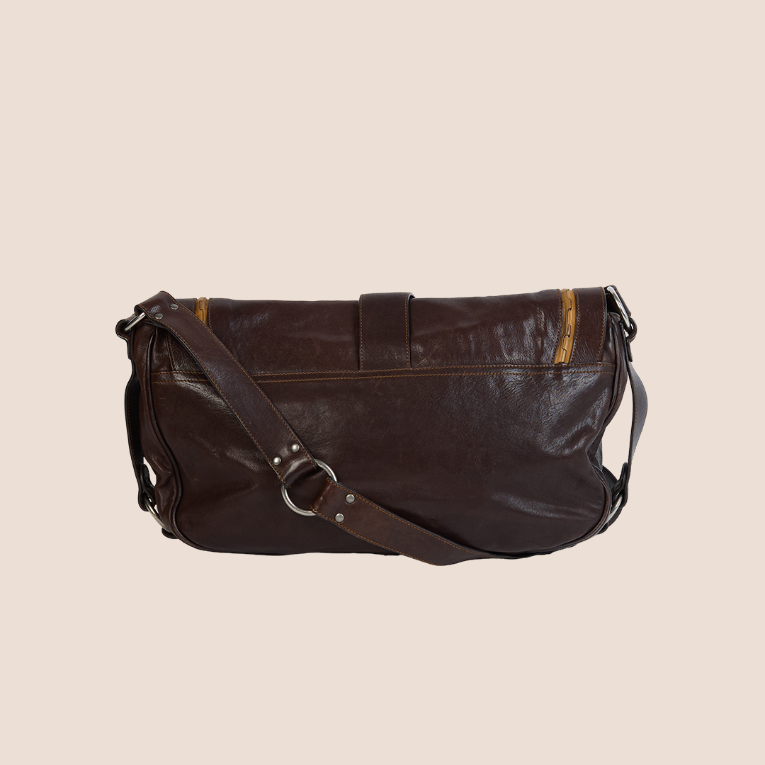 CHRISTIAN DIOR 2006 BROWN LEATHER GAUCHO SADDLE BAG