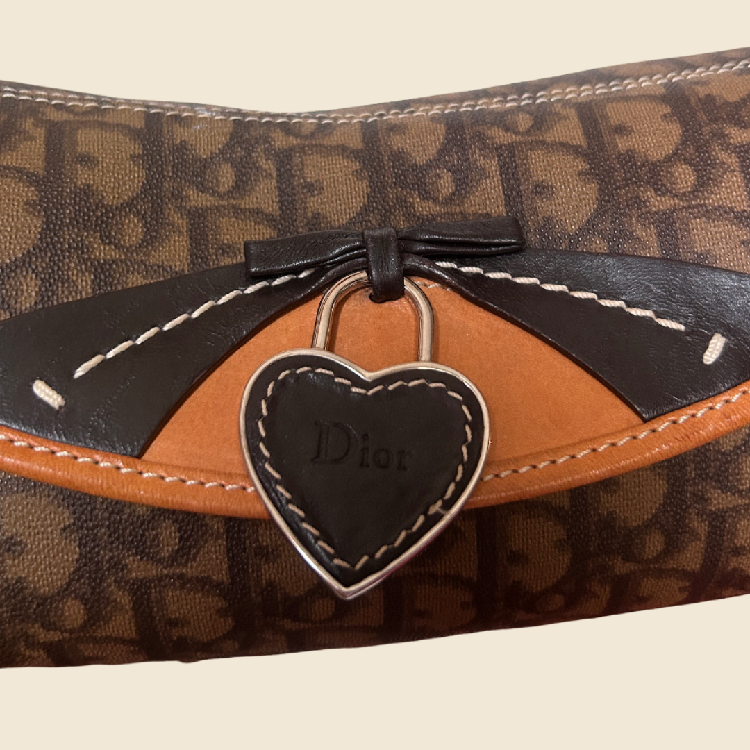 CHRISTIAN DIOR BROWN TROTTER ROMANTIQUE BAGUETTE BAG RDB