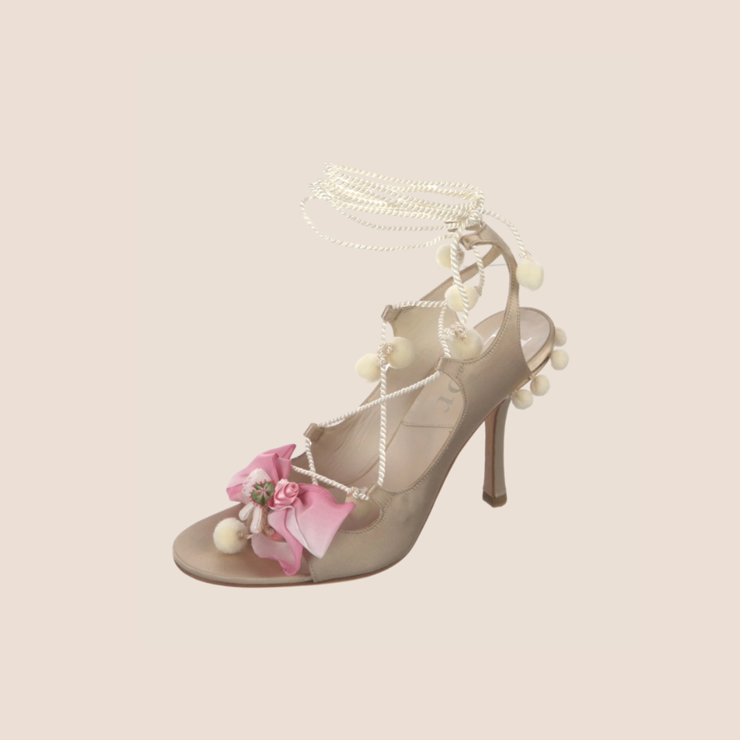 CHRISTIAN DIOR SATIN FLORAL GLADIATOR SANDALS – RDB
