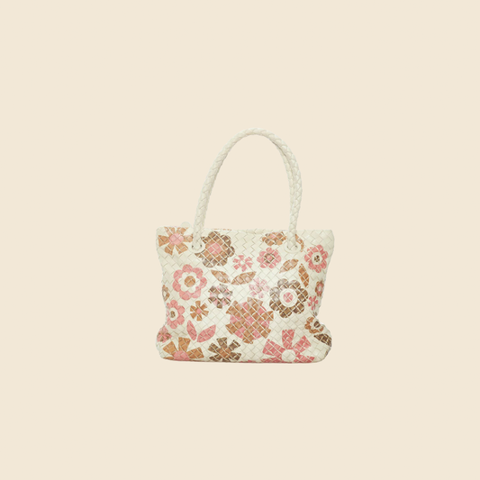 BOTTEGA VENETA INTRECCIATO FLORAL LEATHER HANDBAG