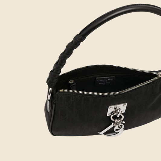 CHRISTIAN DIOR 2000s BLACK LOVELY DIORISSIMO CHARM POCHETTE