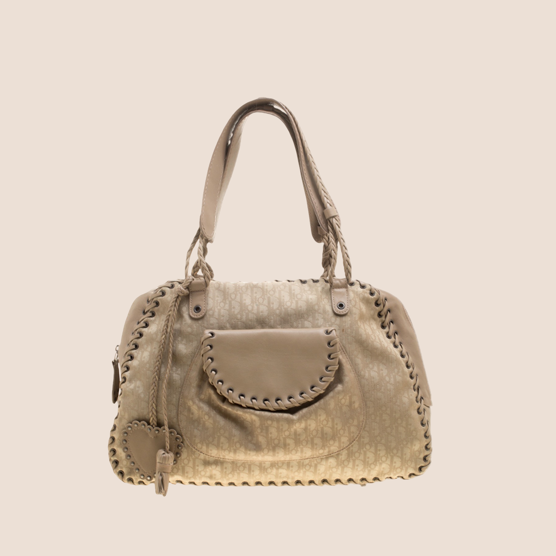 CHRISTIAN DIOR BEIGE DIORISSIMO LOVELY CHARMS SATCHEL