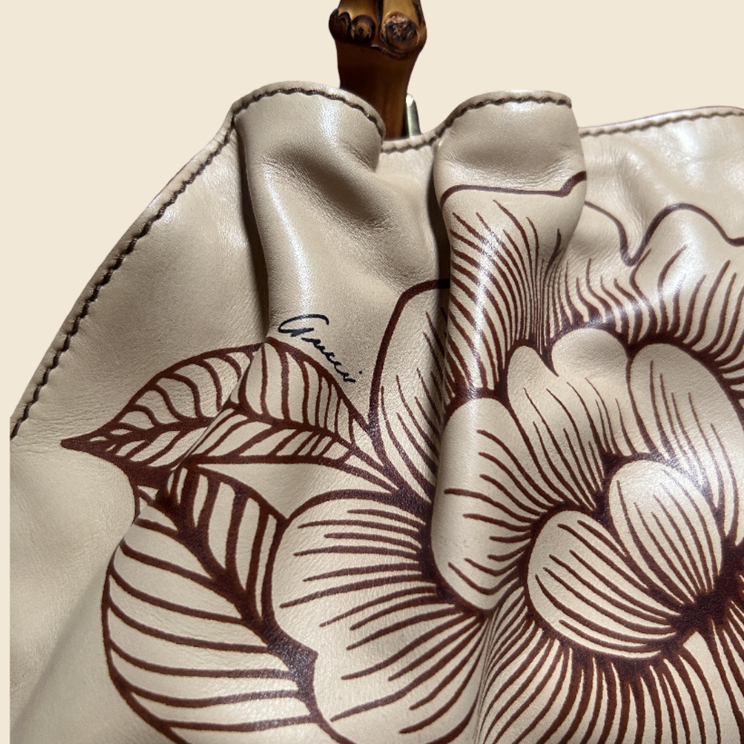 GUCCI BY TOM FORD 2003 TAN FLORAL PRINT BAMBOO TOP HANDLE BAG – RDB GUCCI BY TOM FORD 2003 TAN FLORAL PRINT BAMBOO TOP HANDLE BAG – RDB