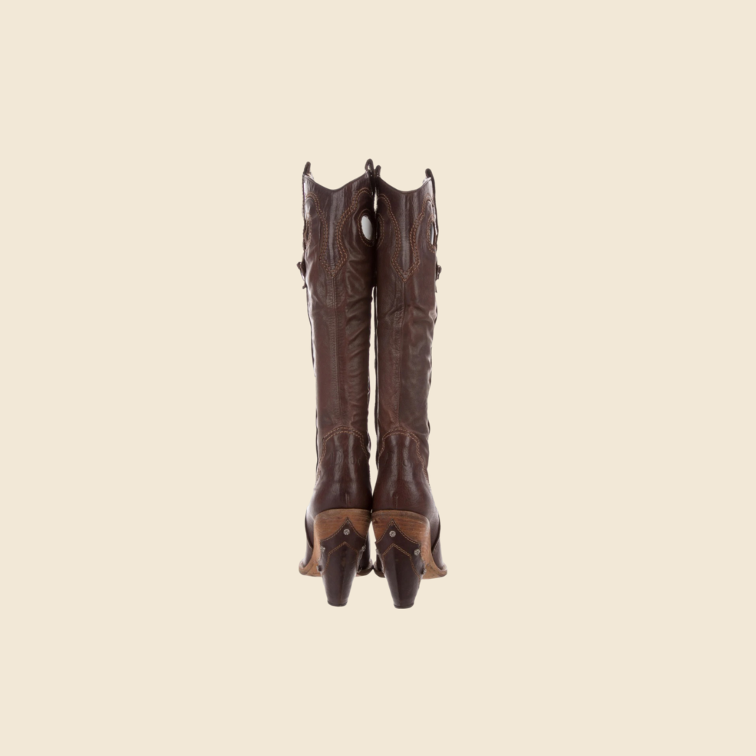 CHRISTIAN DIOR BROWN LEATHER WESTERN COWBOY BOOTS
