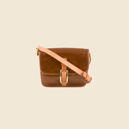 LOUIS VUITTON BRONZE VERNIS MONOGRAM CHRISTIE GM BAG