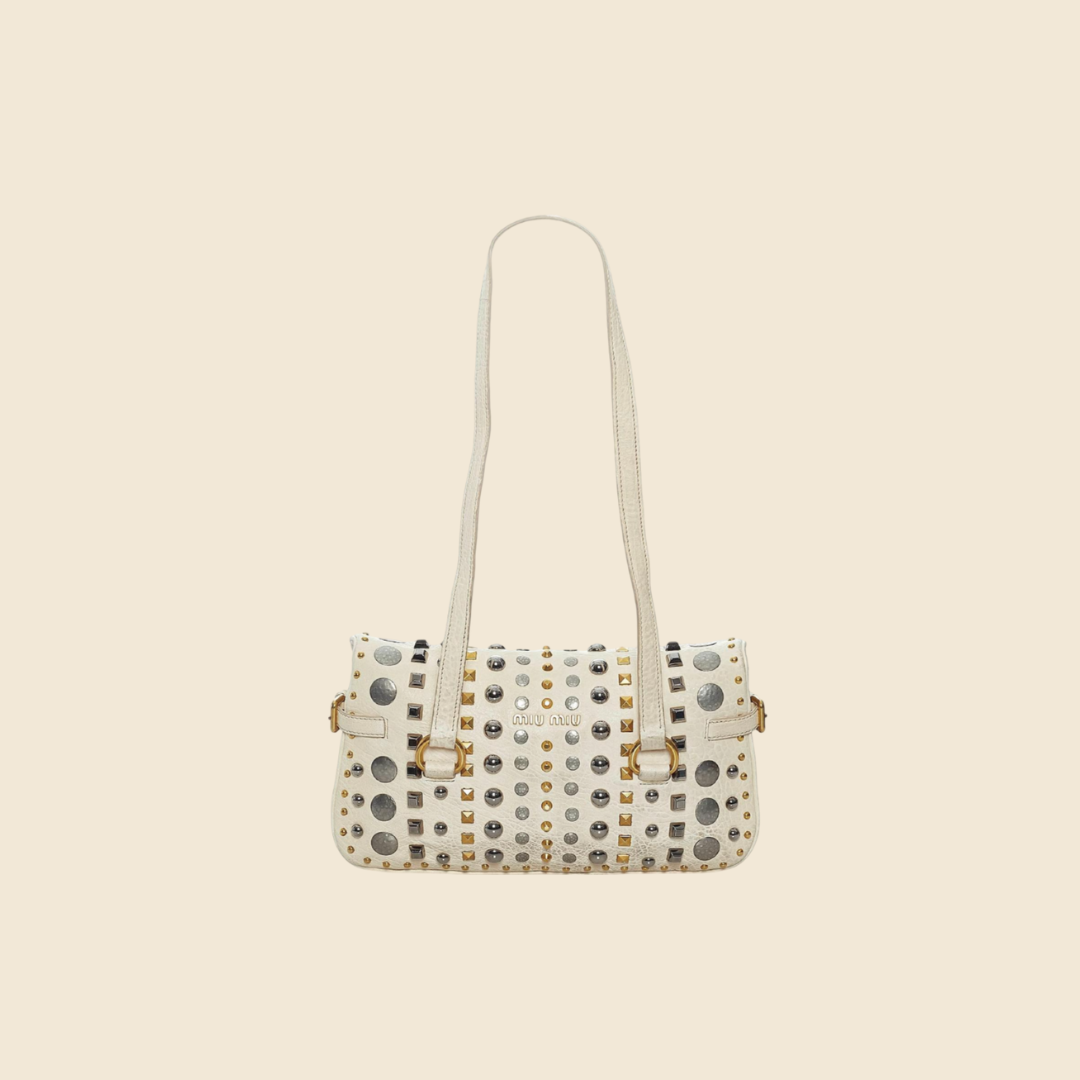 1990s MIU MIU STUDS SHOULDER BAG
