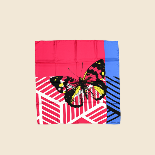 CHRISTIAN DIOR SILK D-JUNGLE POP BUTTERFLY SCARF