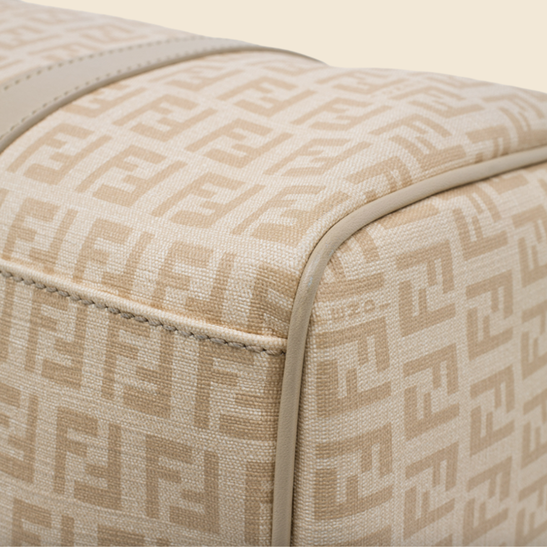 FENDI BEIGE ZUCCHINO CANVAS FOREVER BAULETTO BOSTON BAG RDB