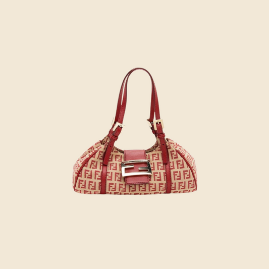 FENDI BROWN ZUCCHINO VINYL GLITTER LOGO BAGUETTE