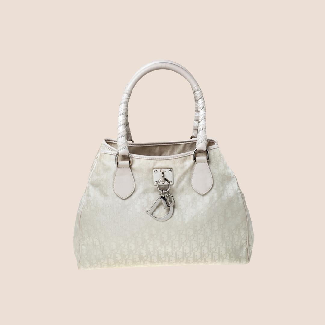 CHRISTIAN DIOR 2006 BEIGE LOVELY DIORISSIMO CHARM TOTE BAG