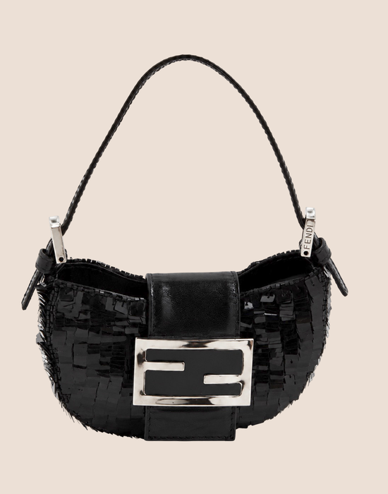 FENDI 2002 BLACK SEQUIN MINI CROISSANT BAG