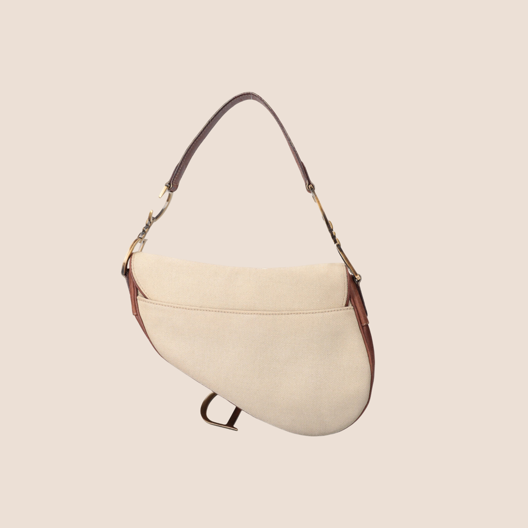 CHRISTIAN DIOR 2003 CREAM & BROWN SADDLE BAG