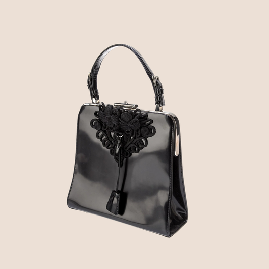 PRADA BLACK SPAZOLATTO PASSAMANERIA HANDLE BAG