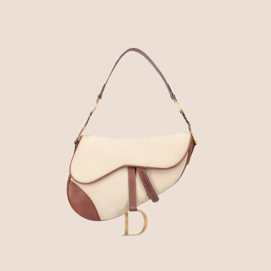 CHRISTIAN DIOR 2003 CREAM & BROWN SADDLE BAG