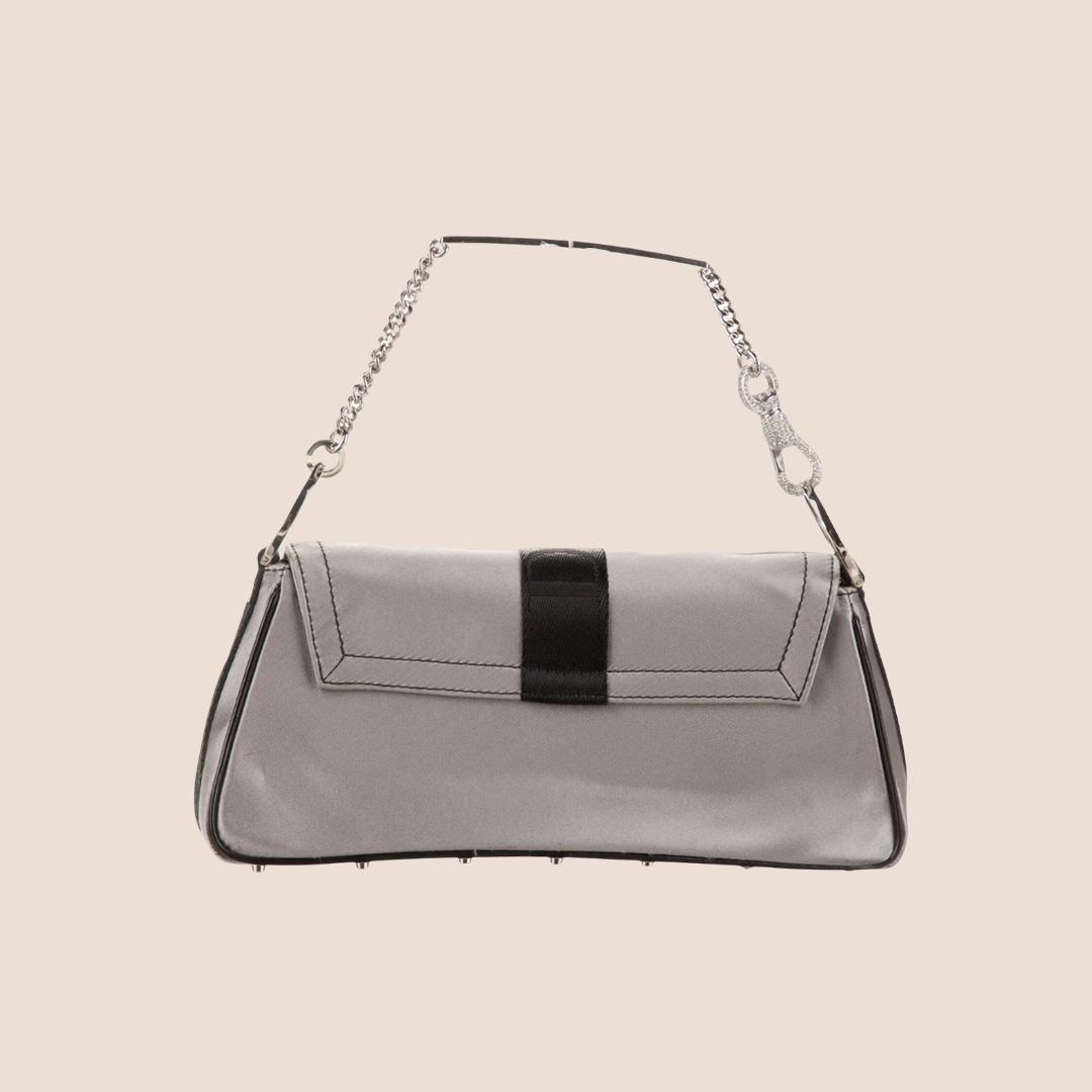 CHRISTIAN DIOR 2003 GREY HARDCORE SATIN SHOULDER BAG