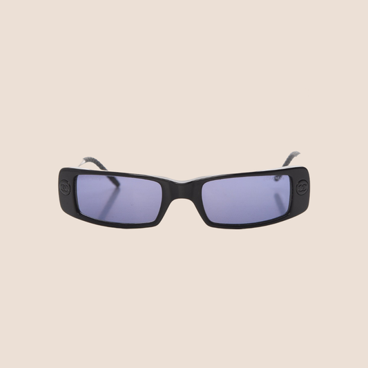 CHANEL 90s BLACK CC RECTANGLE SUNGLASSES