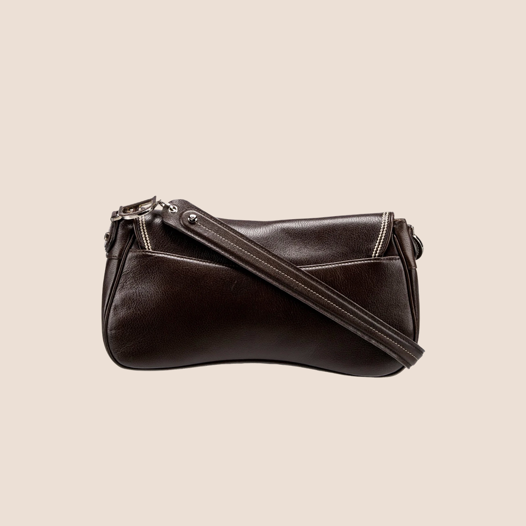CHRISTIAN DIOR 2005 BROWN LEATHER SADDLE FLAP BAG