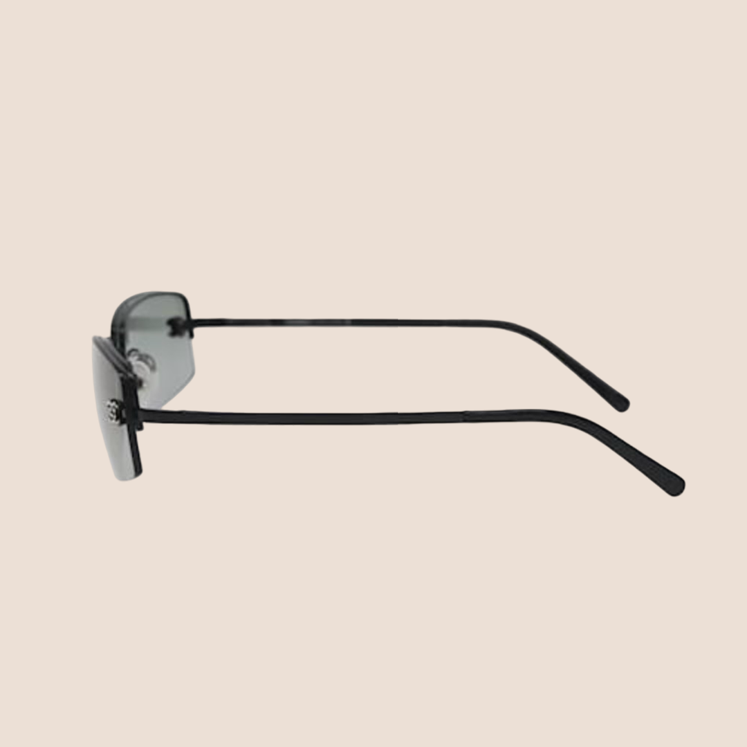 CHANEL CC LOGO CRYSTAL BLACK SUNGLASSES