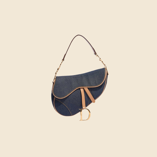 CHRISTIAN DIOR BLUE DENIM SADDLE BAG