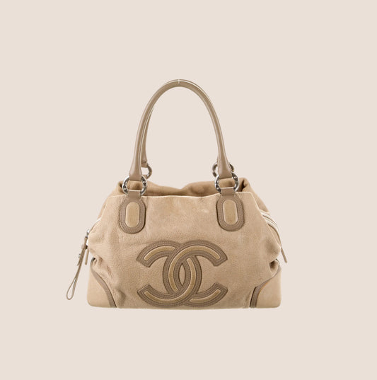 CHANEL 2010 BROWN CC CUP BOWLER BAG