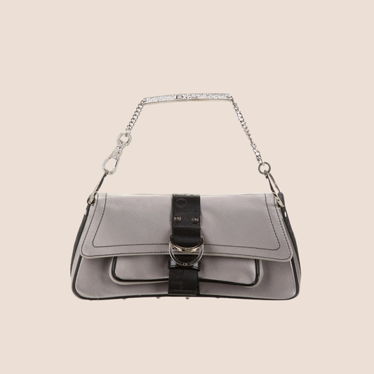 CHRISTIAN DIOR 2003 GREY HARDCORE SATIN SHOULDER BAG