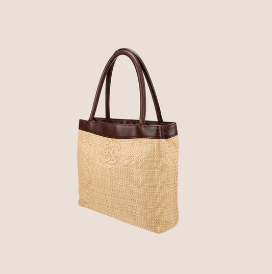 CHANEL 1997 CC RAFFIA SHOULDER BAG