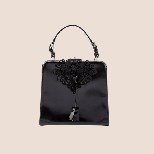 PRADA BLACK SPAZOLATTO PASSAMANERIA HANDLE BAG