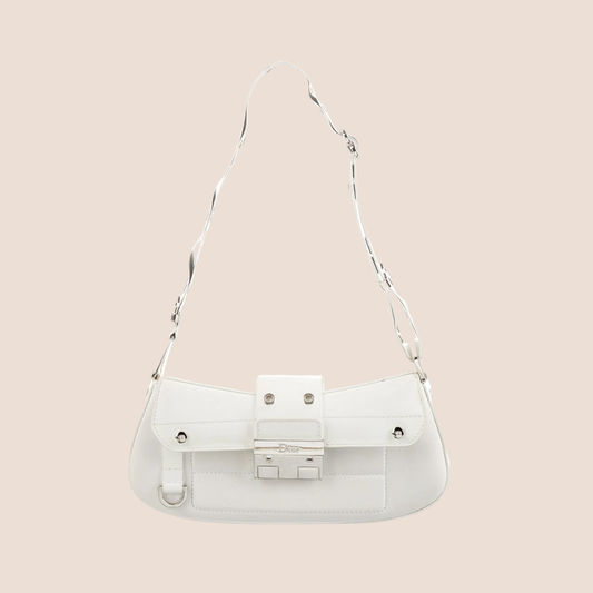 CHRISTIAN DIOR 2003 WHITE LEATHER STREET CHIC COLUMBUS BAG