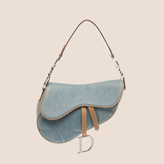 CHRISTIAN DIOR 2002 BLUE DENIM SADDLE BAG