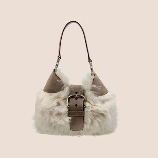 PRADA BROWN FUR MOON BAG
