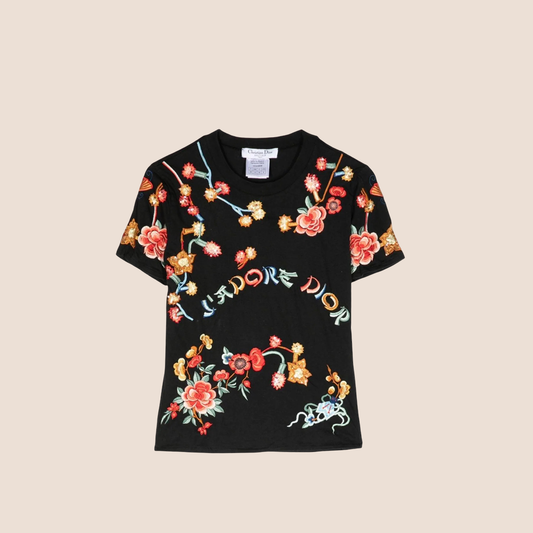CHRISTIAN DIOR 2002 ORIENTAL EMBROIDERED T-SHIRT