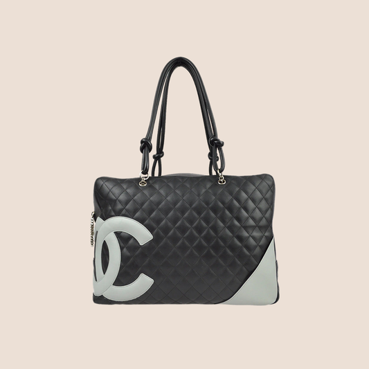 CHANEL 2005 BLACK & GREY CAMBON HANDBAG