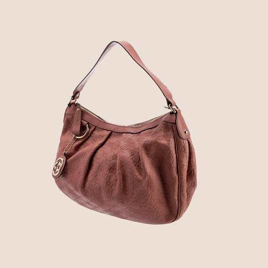 GUCCI PALE PINK GG MONOGRAM SUKEY TOTE BAG