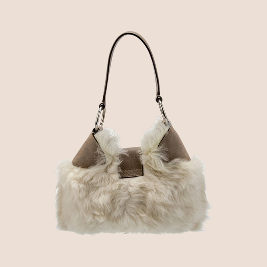 PRADA BROWN FUR MOON BAG